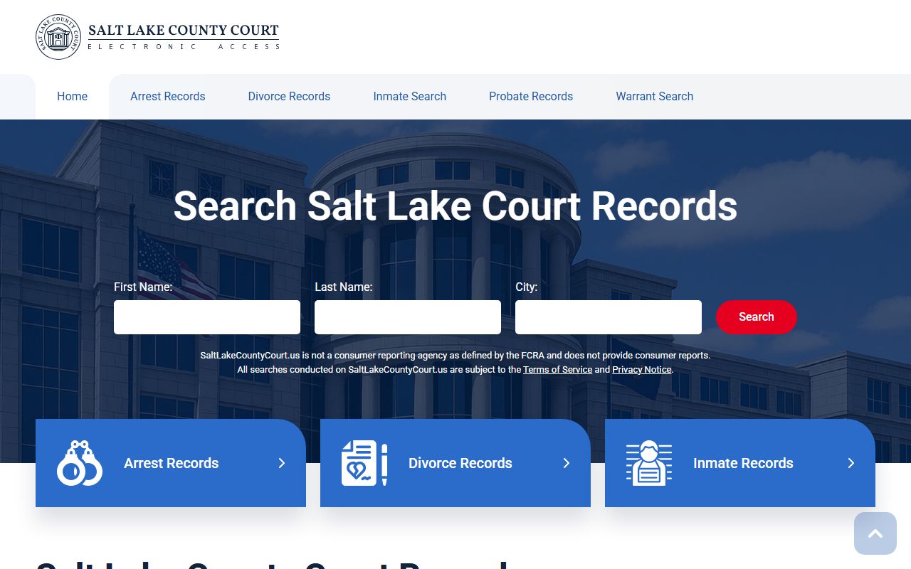 Salt Lake County family court records search interface