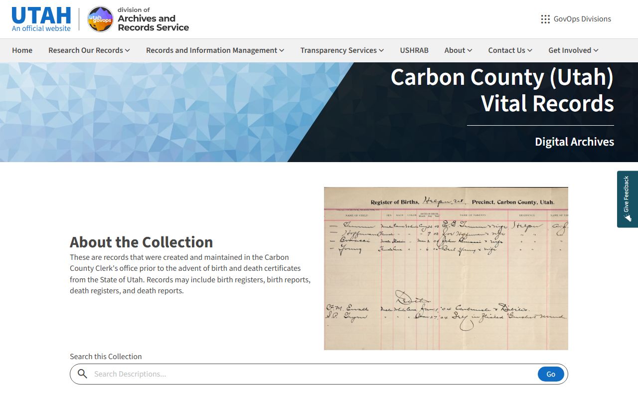 Carbon County family court records Utah State Archives probate and historical records