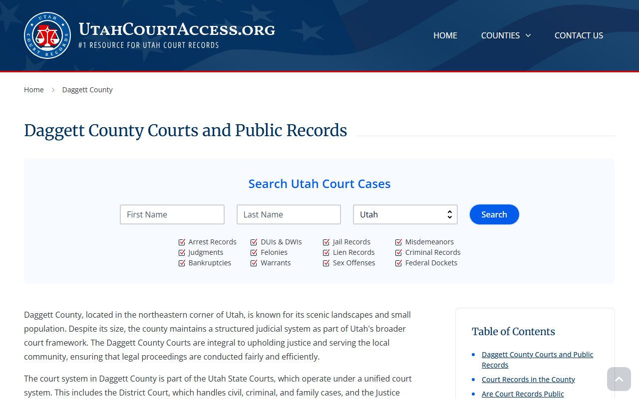 Daggett County family court records overview and search options