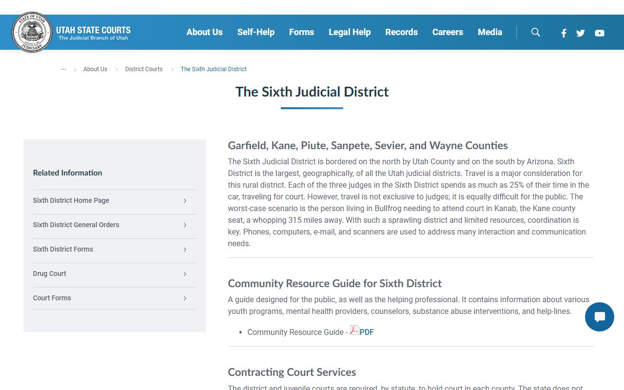 Garfield County family court records Sixth Judicial District Court website