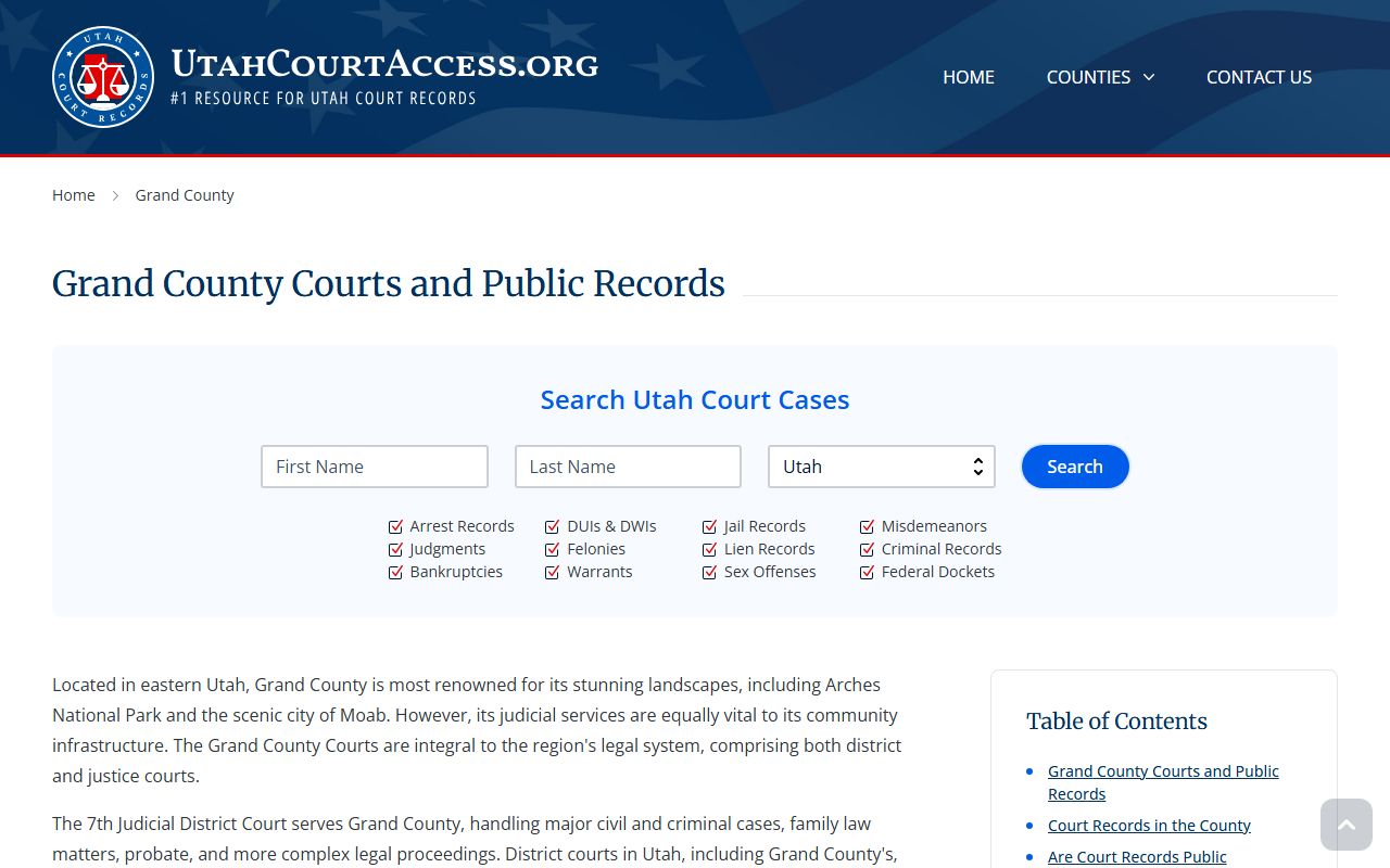 Grand County family court records information and access portal