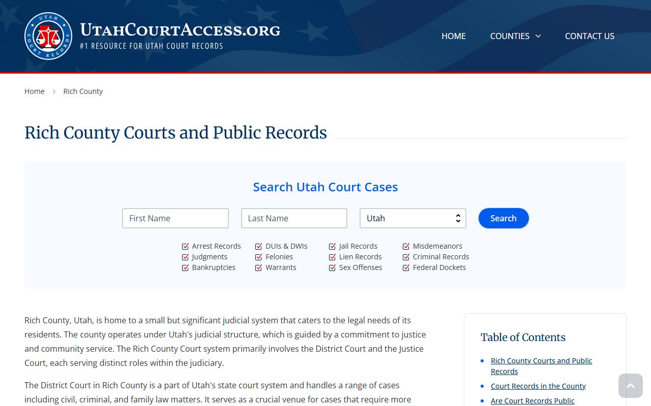 Rich County family court records overview and public access information