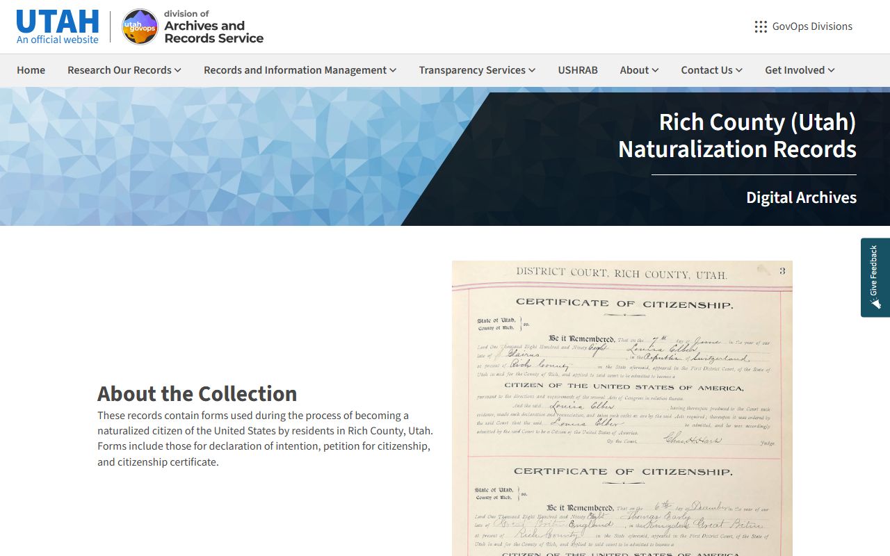Rich County family court records Utah State Archives research guide