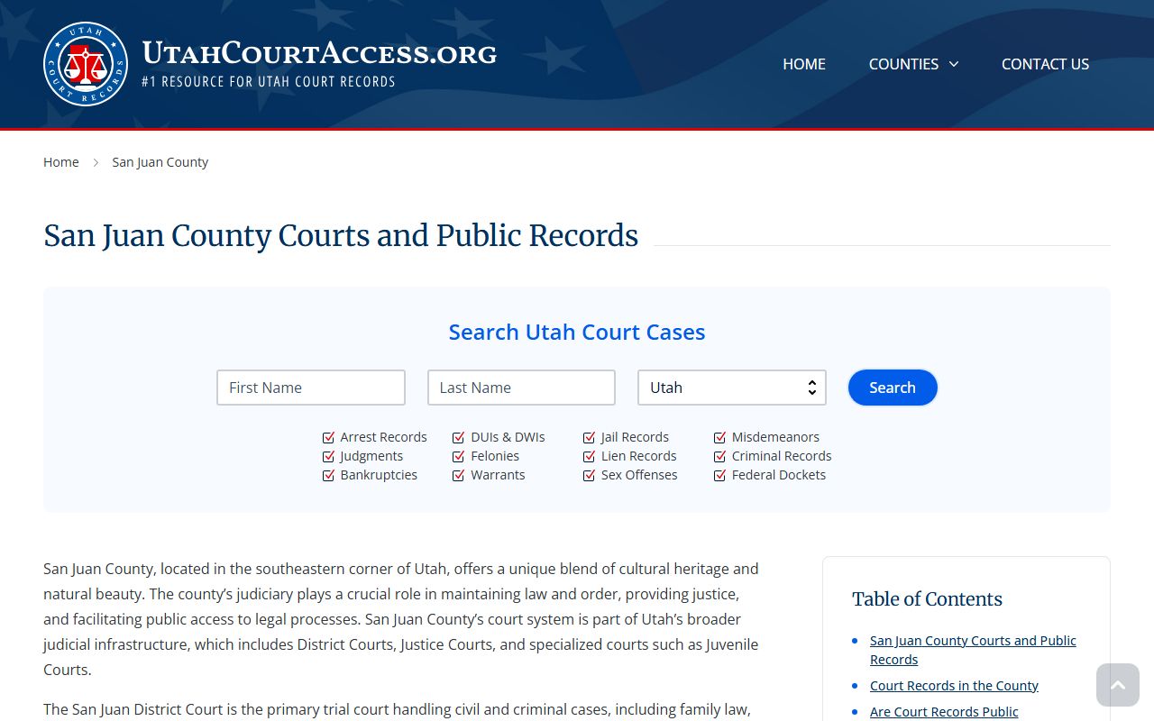 San Juan County family court records information and search portal