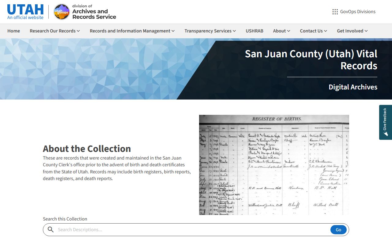 San Juan County family court records Utah State Archives historical research page