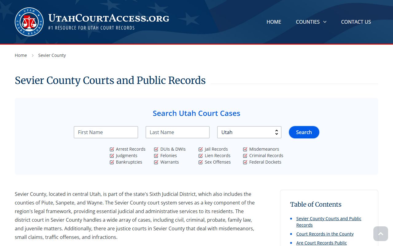 Sevier County family court records overview with search methods and access information
