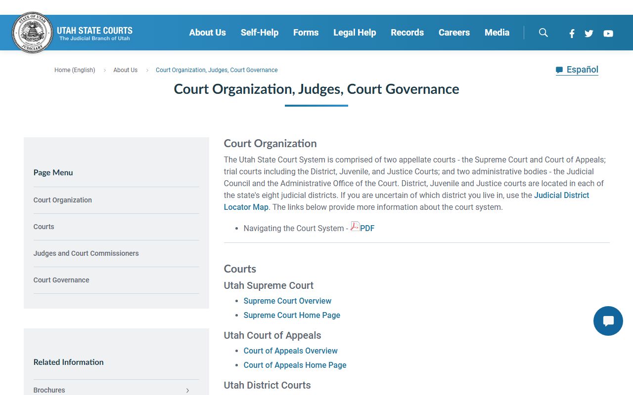 Utah court directory showing all judicial districts for Utah family court records
